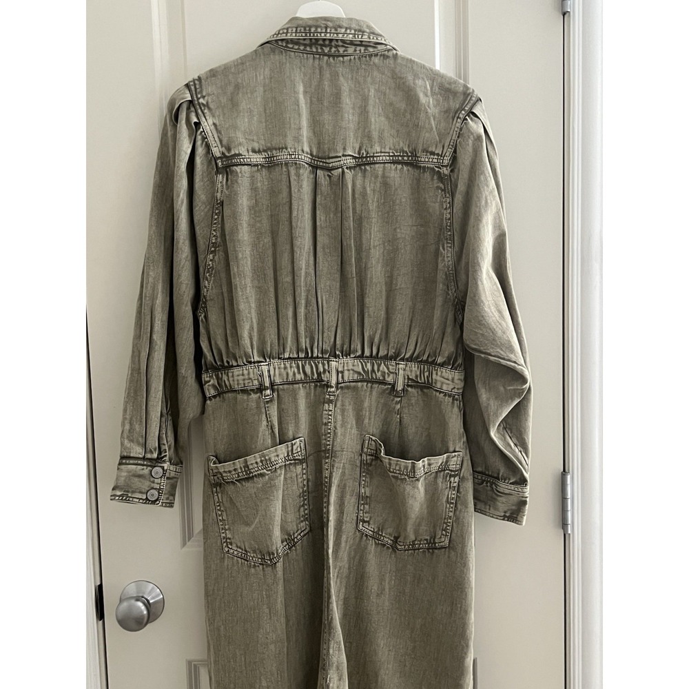 NWT Free People Mad Love Denim Midi Dress Cotton Fitted Long Sleeve Size M Sage - Picture 7 of 10